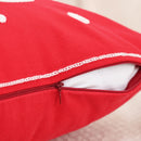 Axyaa Red Canvas Christmas Pillow Cover with Elk & Snowflake Embroidery