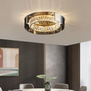 Axyaa Modern Luxury Dimmable K9 Crystal LED Ceiling Lamp, Gray Glass Steel Body Lighting