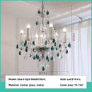 Axyaa French Blue Crystal Chandelier: Luxury Glass E14 Pendant Light, Romantic Living Room Decor