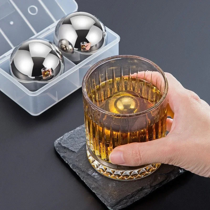Axyaa Stainless Steel Round Hockey Ice Clip Set for Whiskey Beer Cooler Bars