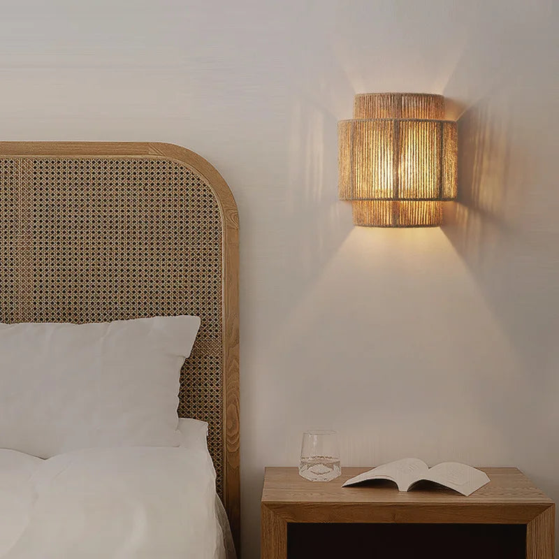 Axyaa Mori Sconce: Japanese Wall Lamp with Hemp Rope Pendant Lights