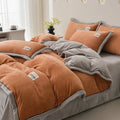 Axyaa 2024 Solid Color Milk Fleece 4-Piece Set with Wide Edge Craft & Flannel Quilt Cover