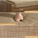Axyaa Rattan Shoe Bench with Storage Drawer, Linen Seat, Farmhouse Boho Style