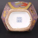 Axyaa Ceramic Hexagonal Vase | Antique Enamel Porcelain | Entryway Decor