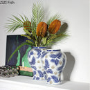 Axyaa Blue White Porcelain Vase Pots Flowers Arrangement Room Decor