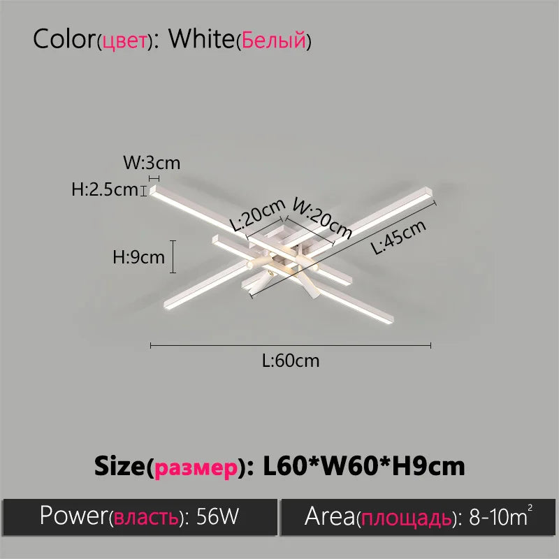Axyaa Black Chandelier LED Ceiling Lamp Set for Modern Minimalist Style