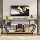 Axyaa Rustic Sofa Table with Shelves:  Industrial Entryway Console TV Stand