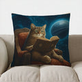 Axyaa Space Cat Reading Book Pillow Cover for Sofa, Bedroom, Car