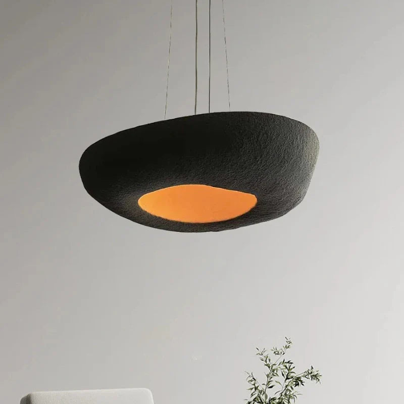 Axyaa Black Pumpkin Japanese Style Ceiling Chandelier - Modern Round Pendant Lamp
