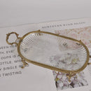 Axya Brass Tray with Vintage Glass - Desktop Decoration and Storage