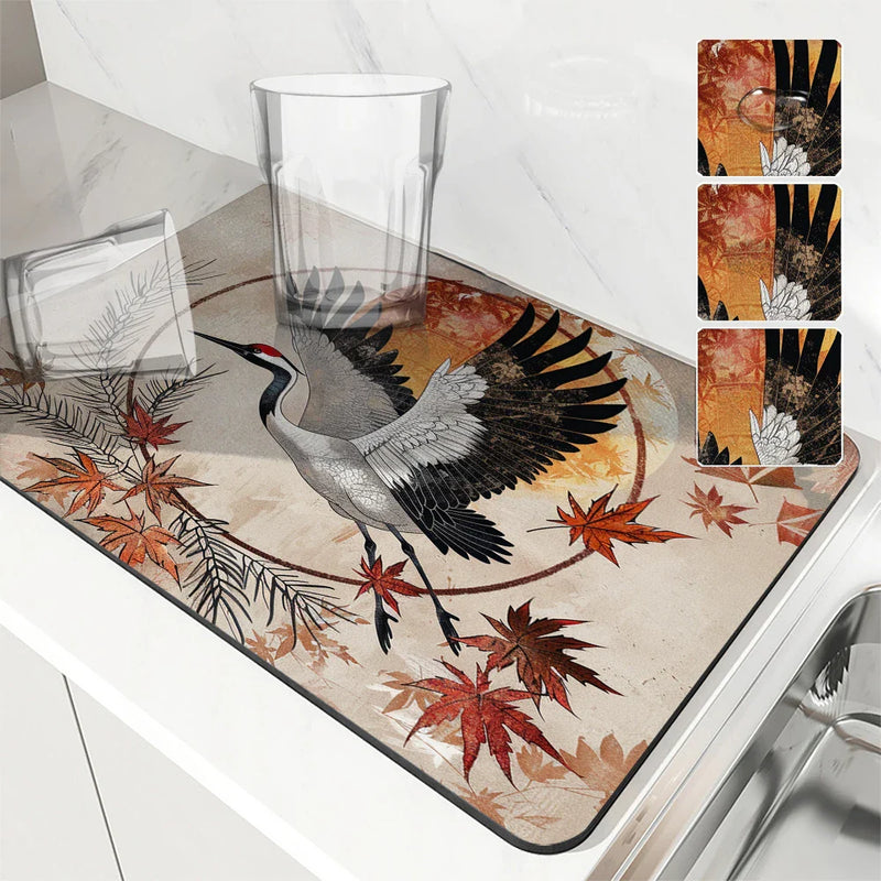 Axyaa Quick Dry Maple Leaf Kitchen Mat Cozy Bathroom Drying Pad