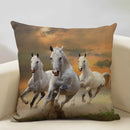 Axyaa Tropical Style Running Horses Pillowcase Home Decor Square Linen Animal Pillow Case