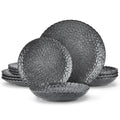 Axyaa Chrys Grey Ceramic Dinnerware Set for 6/12 Person