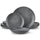 Axyaa Chrys Grey Ceramic Dinnerware Set for 6/12 Person
