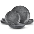 Axyaa Chrys Grey Stoneware Dinnerware Set for 6/12 Person