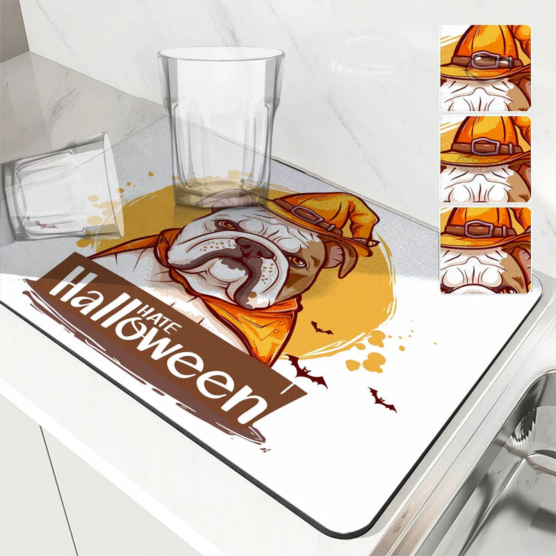 Axyaa Halloween Law Dry Coffee Mat - Absorbent Dish Placemat