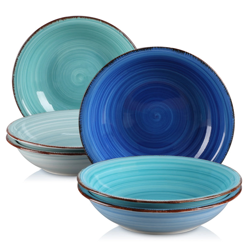 Axya™ Bonita Blue Stoneware Soup Bowl Set for Elegant Dining