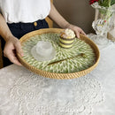 Axyaa Rattan Fruit Basket: Round Shell Tray for Home Snack Storage & Organization