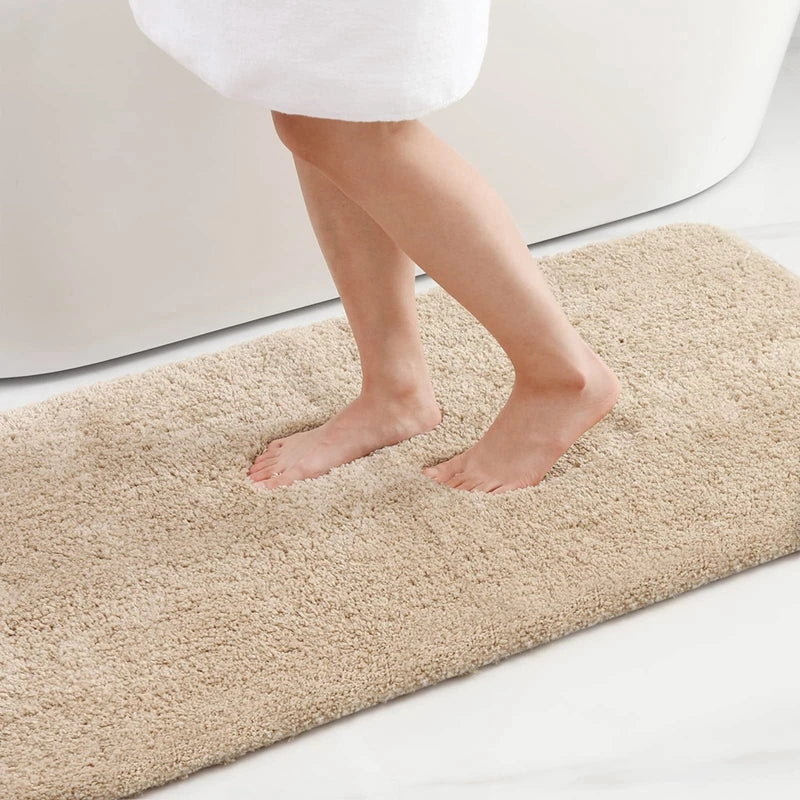 Axyaa Shaggy Soft Bath Rug Mat - Absorbent, Non Slip, Machine Washable