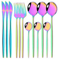 Axyaa 12-Piece Black Gold Stainless Steel Cutlery Set for Parties and Kitchens