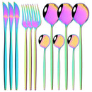 Axyaa 12-Piece Black Gold Stainless Steel Cutlery Set for Parties and Kitchens