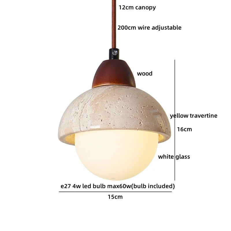 Axyaa White Glass Ball LED Pendant Lights Wabi Sabi Hanging Lamp