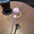 Axyaa Cute Bear Straw with Cat Claw Stoppers in Pink