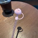 Axyaa Cute Bear Straw with Cat Claw Stoppers in Pink