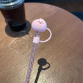 Axyaa Cute Bear Silicone Straw with Cat Claw Stopper & Dust Cap