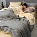 Axyaa Silk Summer Quilt: Embroidered Ice Cooling Comforter Bed Blanket