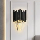 Axyaa Luxury LED Crystal Chandelier for Living & Dining Room - Black Tube Design