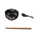 Axya Ceramic Rice Noodle Bowl Set with Lid, Spoon, Chopstick - Kitchen Tableware