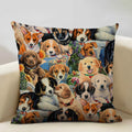 Axyaa Cat and Dog Pattern Cushion Cover 45x45cm Linen Square Pillowcase