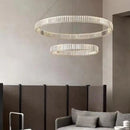 Axyaa Gold Steel Crystal Chandelier Remote Control Dimmable Pendant Lights