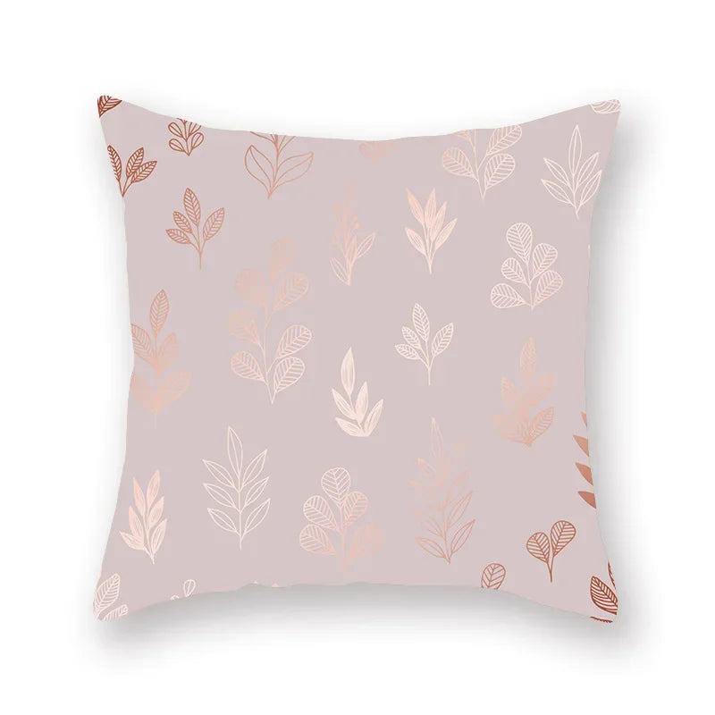 Axyaa Pink Gold Geometry Polyester Pillow Case 45*45cm Square
