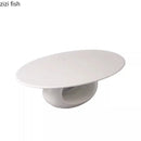 Axya High Foot Ceramic Dinner Plate - Pure White Oval Flat Plate