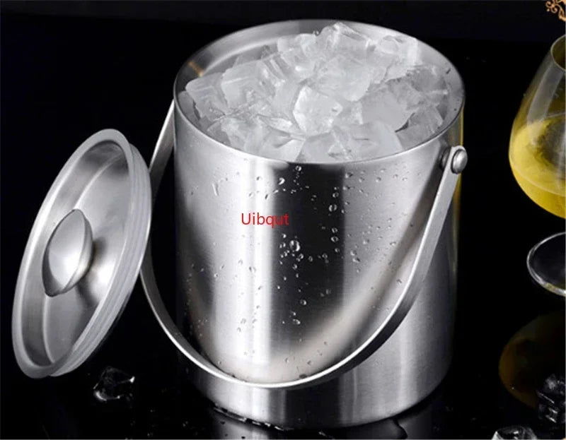 Axya Double Wall Stainless Steel Ice Bucket with Lid - Insulated Beverage Tools