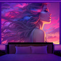 Axyaa Astronaut Tapestry Wall Hanging Fantasy Art Glow Under UV