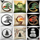 Axyaa Bonsai Zen Stone Pattern Pillowcase Square Decor Home Office Living Room