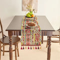 Axyaa Green Jacquard Table Runner with Tassels