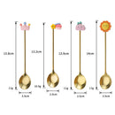 Axyaa Stainless Steel Cartoon Spoon Set - Coffee Dessert Ice Cream Gold Cutlery