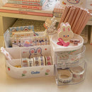 Axyaa Desktop Organizer Drawer, Transparent Plastic Multifunction Pen Holder Cute Design