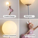 Axyaa Moon Lamp Resin Girl Wall Light for Kids Nursery
