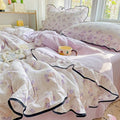 Axyaa Kapok Double-Layer Ruffle Leaf Edge Summer Quilt Set - 4 Piece