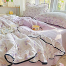 Axyaa Kapok Double-Layer Ruffle Leaf Edge Summer Quilt Set - 4 Piece