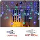Axyaa Snowflake LED Lights: 8 Modes, Waterproof Fairy Curtain Garland for Xmas, Party, Wedding