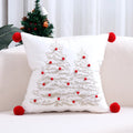 Axyaa Christmas Tree Bell Cushion Cover - Green Red Snowflakes, Pompom Balls Embroidery