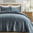 King Size Axyaa Luxury Pearl Velvet Quilt Set: Soft Paisley-Stitch Comforter with Shams