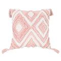 Bohemian Pink Geometric Tassel Throw Pillow Cover for Living Room Sofa by Axyaa