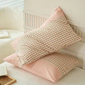 Axyaa Soft Cotton Pillowcase Chequer Grid Pattern 48x74cm Bedding Pillow Cover Set